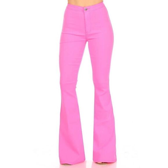 Super Stretch Neon Bell Bottom Pants - Picture 2 of 6